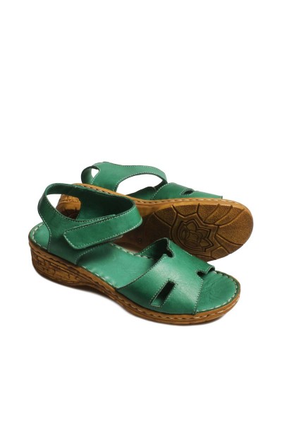 Hakiki Deri Yeşil Kadın Klasik Sandalet 799ZA2631    