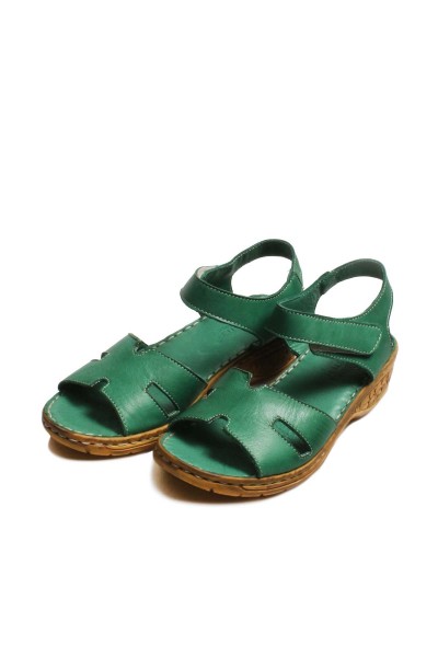 Hakiki Deri Yeşil Kadın Klasik Sandalet 799ZA2631    