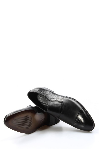 Hakiki Deri Siyah Kroko Erkek Klasik Ayakkabı 822GA22    