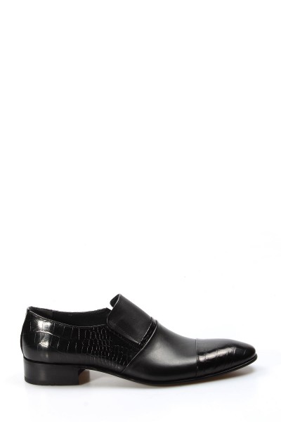 Hakiki Deri Siyah Kroko Erkek Klasik Ayakkabı 822MA22    