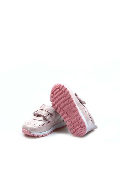 Hakiki Deri Pudra Simli Kız Çocuk Sneaker Ayakkabı 837BA03    
