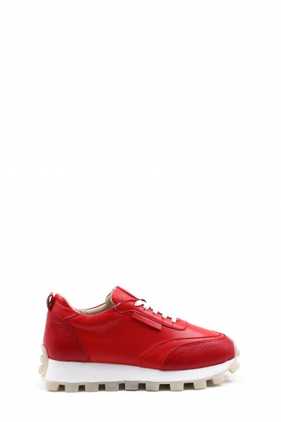 Hakiki Deri Kırmızı Kadın Casual Ayakkabı 916ZA1640    