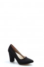 Siyah Süet Kadın Kalın Topuklu Ayakkabı 919ZA900     