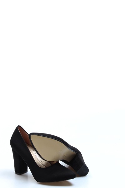 Siyah Süet Kadın Kalın Topuklu Ayakkabı 919ZA900     