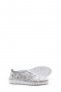 Hakiki Deri Beyaz Çiçekli Kadın Casual Ayakkabı 934ZA106    