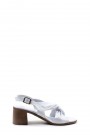 Hakiki Deri Beyaz Kadın Kalın Topuklu Ayakkabı 944ZA15-01    