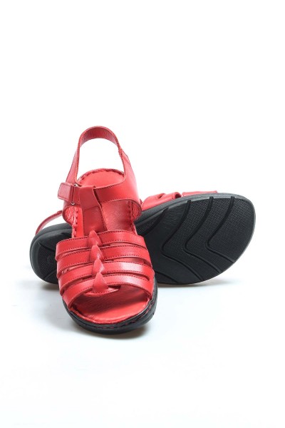 Hakiki Deri Kırmızı Kadın Klasik Sandalet 952ZA21888-1    