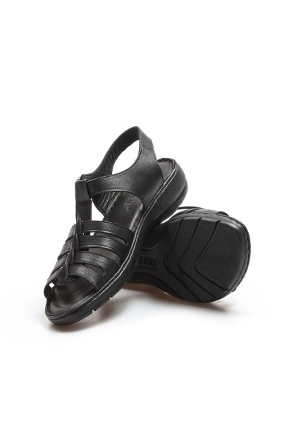 Hakiki Deri Siyah Kadın Klasik Sandalet 952ZA21888-1    