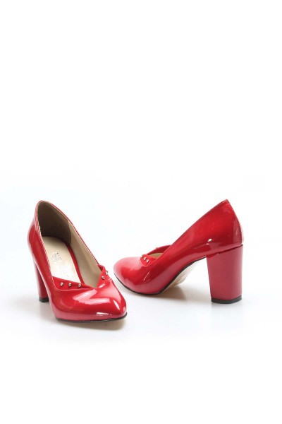 Kırmızı Rugan Kadın Yüksek Topuk Ayakkabı 961ZA556     